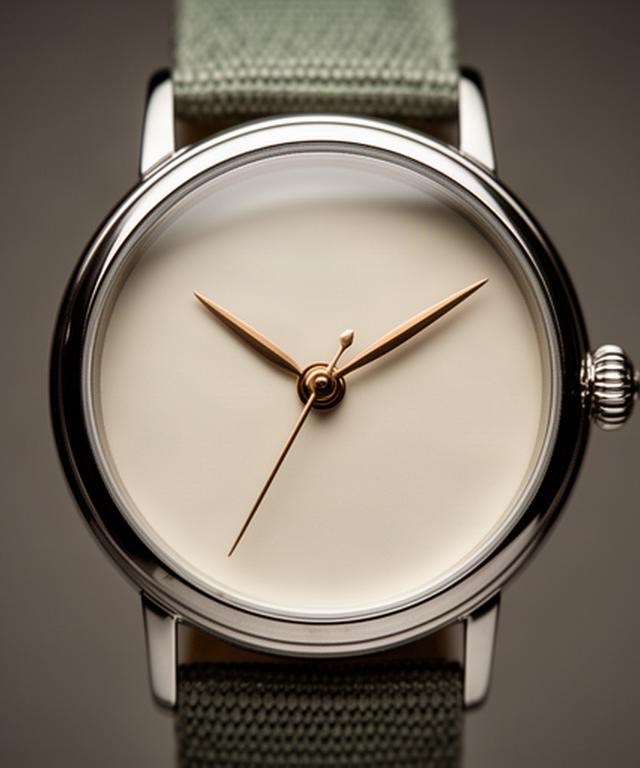 Detailansicht einer Armbanduhr mit feinem Zifferblatt und sichtbaren Zeigern